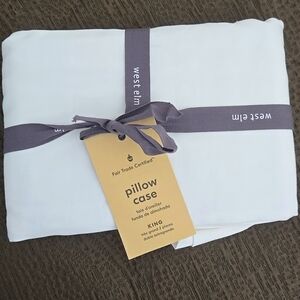 West Elm King Pillow Case x2 White Tencel
